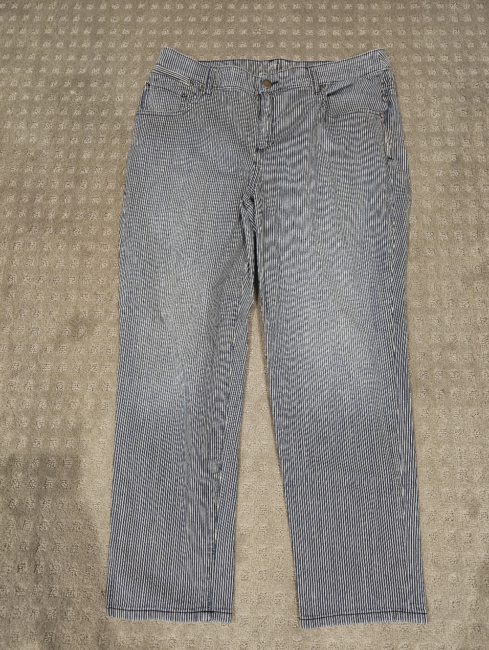 Chico's Platinum Skimmer Womens Denim Striped Jeans SZ 2